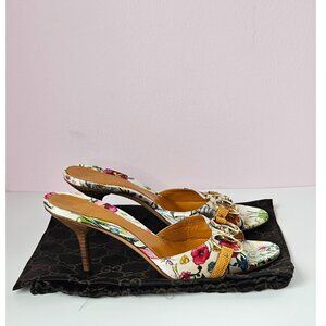 Gucci Floral Print Satin Slides